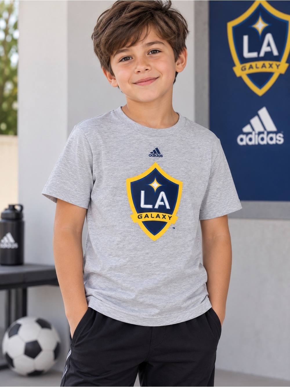 Adidas LA Galaxy Gray Short Sleeve Logo Tee